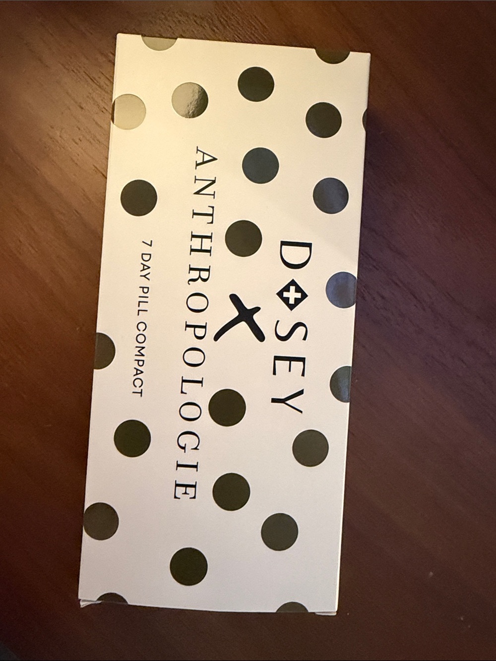 Anthropologie Polka Dot 7-Day Pill Compact in Cream and Olive